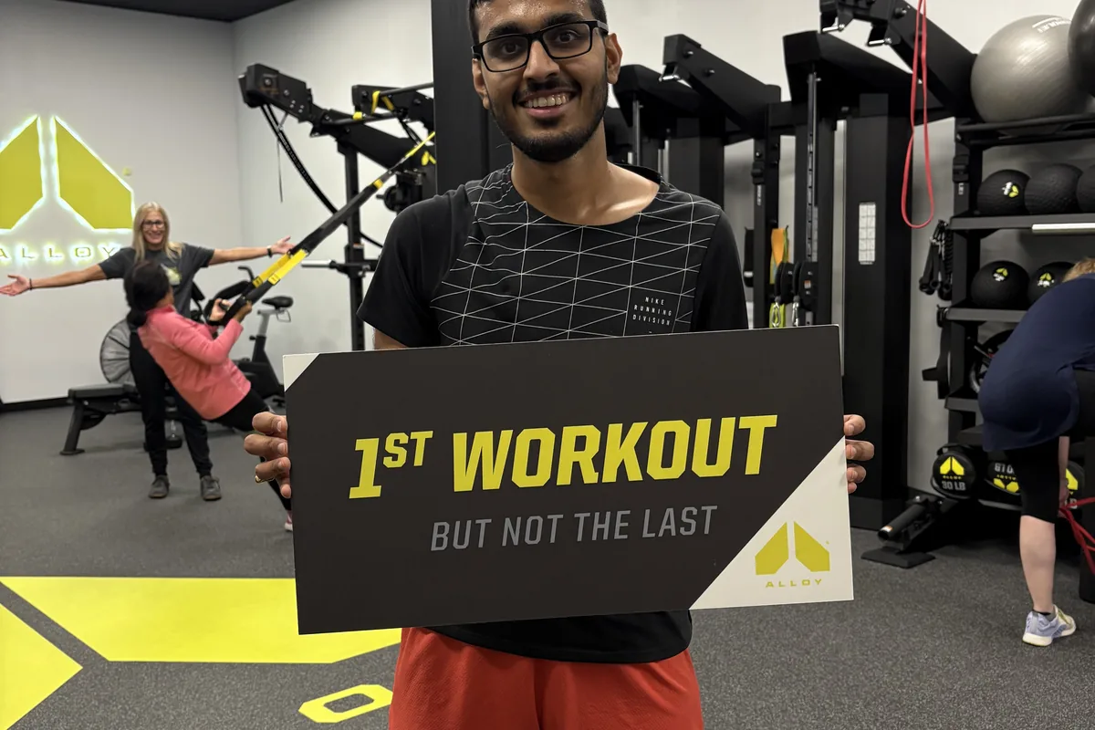 Alloy Cary member celebrating their first workout