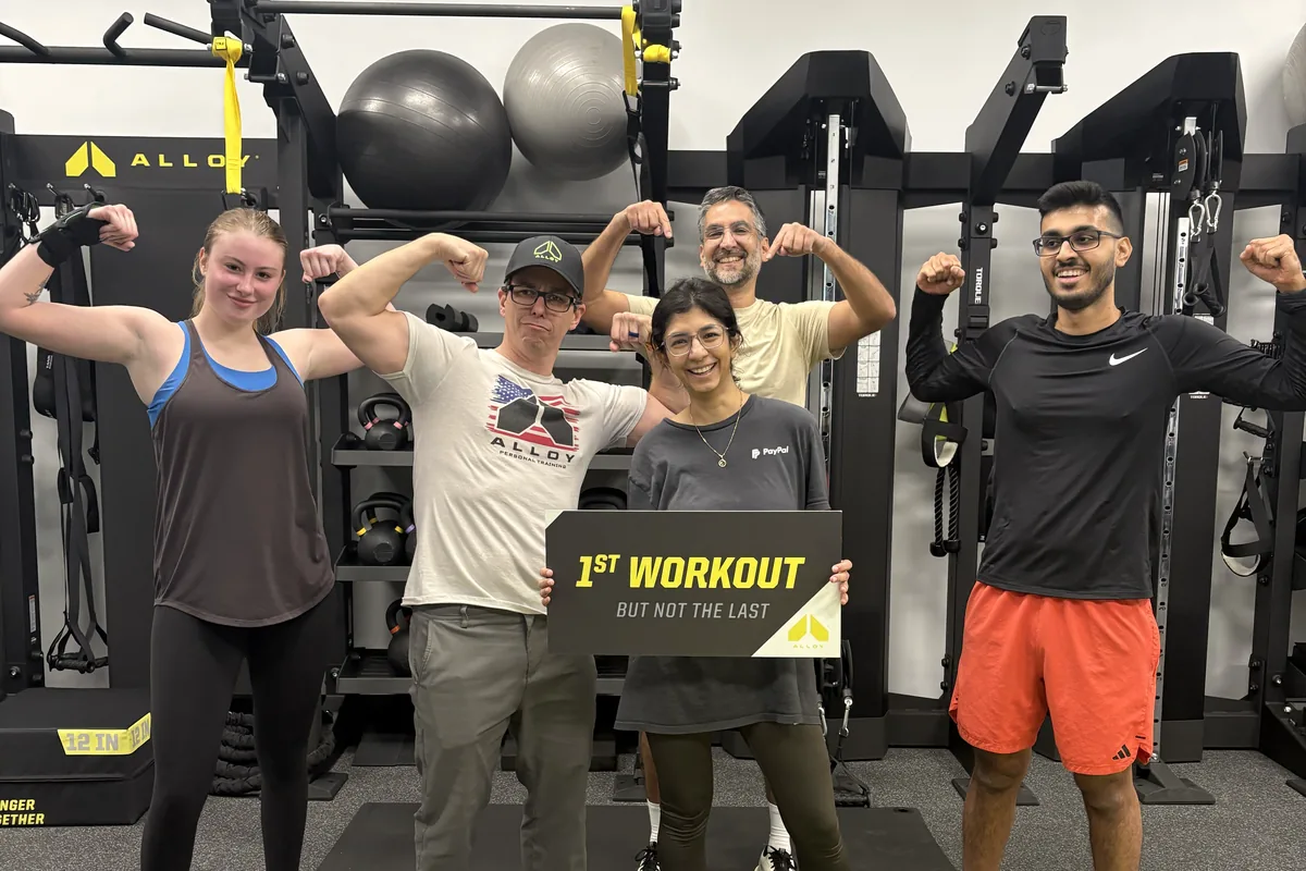 New Alloy Cary members celebrating their first workout together